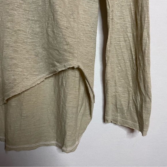 NSF Linen Blend Neutral Asymmetrical Hemline Long Sleeve Shirt - Picture 6 of 13